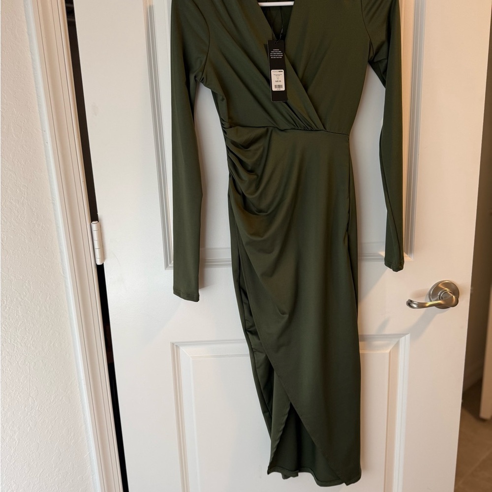 Fashion Nova Olive Long Sleeve Dress